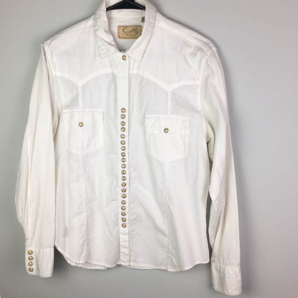 Scully western snap front cotton long sleeve top